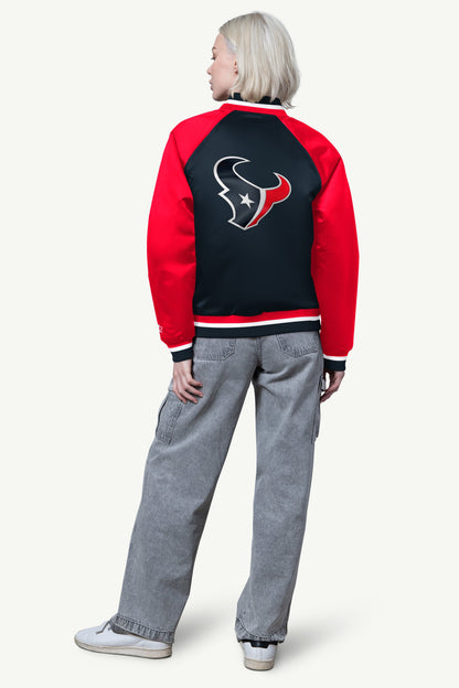 Starter Featured | WOMENS HOUSTON TEXANS FINAL SCORE SATIN VARSITY JACKET