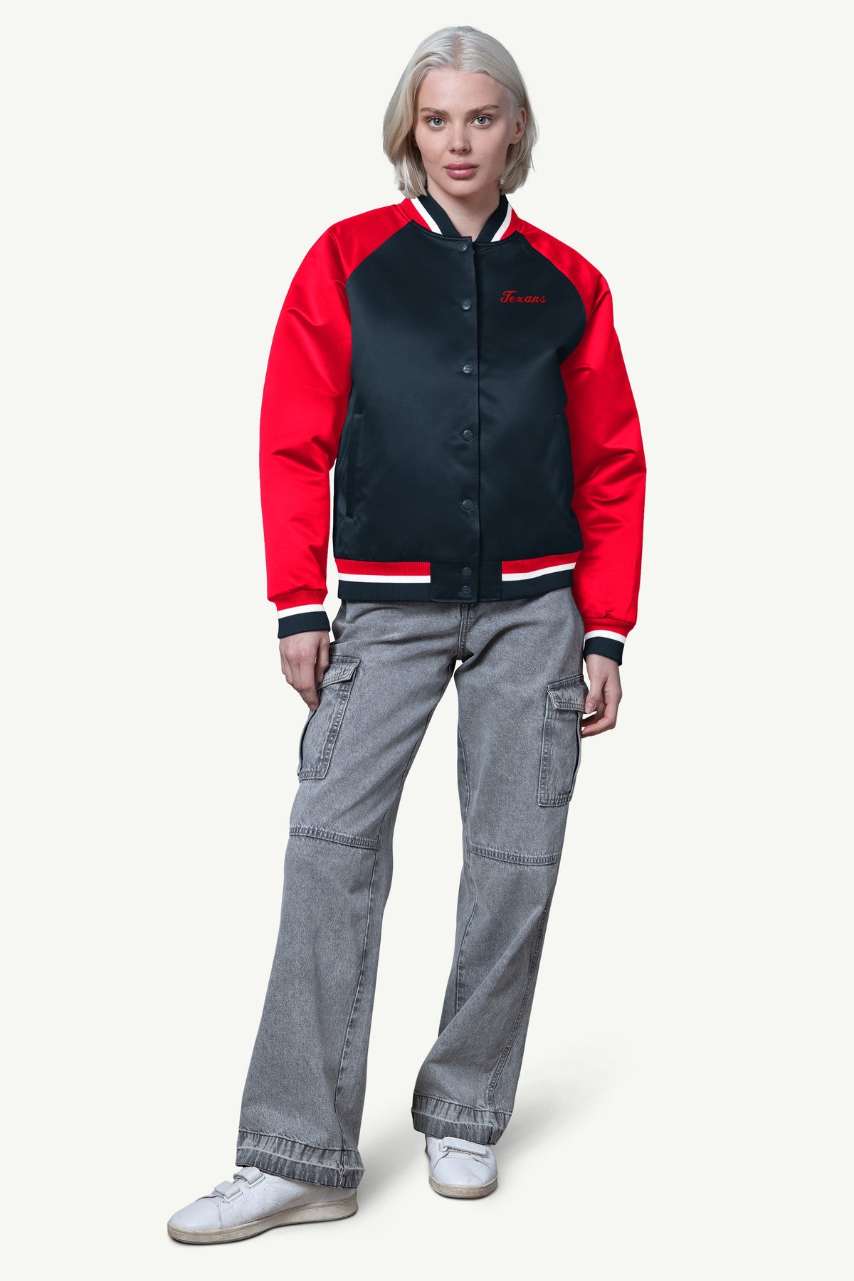 Starter Featured | WOMENS HOUSTON TEXANS FINAL SCORE SATIN VARSITY JACKET