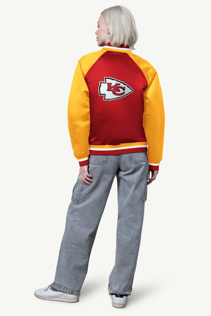 Starter Popular | WOMENS KANSAS CITY CHIEFS FINAL SCORE SATIN VARSITY JACKET