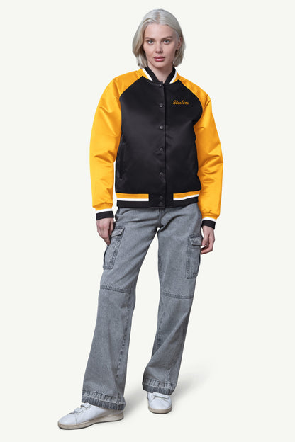 Starter Signature | WOMENS PITTSBURGH STEELERS FINAL SCORE SATIN VARSITY JACKET
