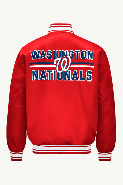 Starter Popular | MENS WASHINGTON NATIONALS SATIN VARSITY JACKET
