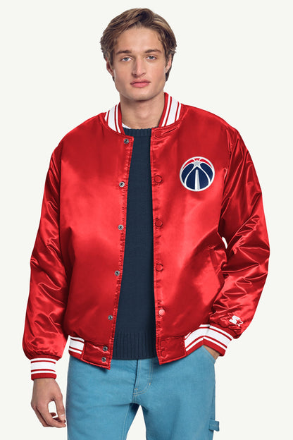 Starter Quality | MENS WASHINGTON WIZARDS MESH LOOK SATIN VARSITY JACKET