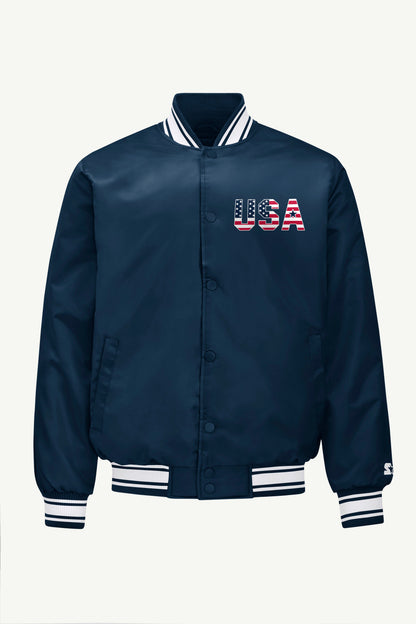 Starter Customer Favorite | MENS STARTER USA EAGLE CREST SATIN VARSITY JACKET