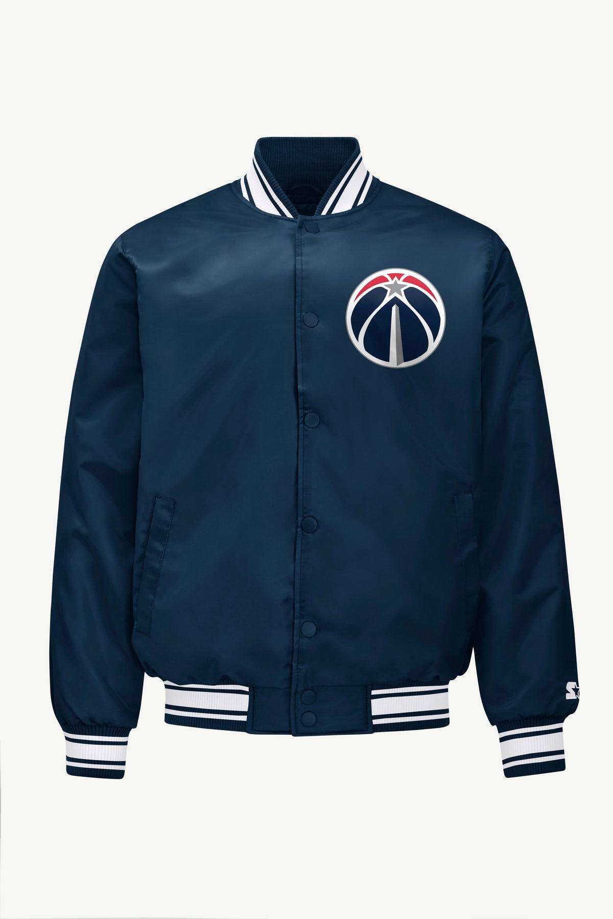 Starter Featured | MENS WASHINGTON WIZARDS PRINTED GRAPHIC SATIN VARSITY JACKET