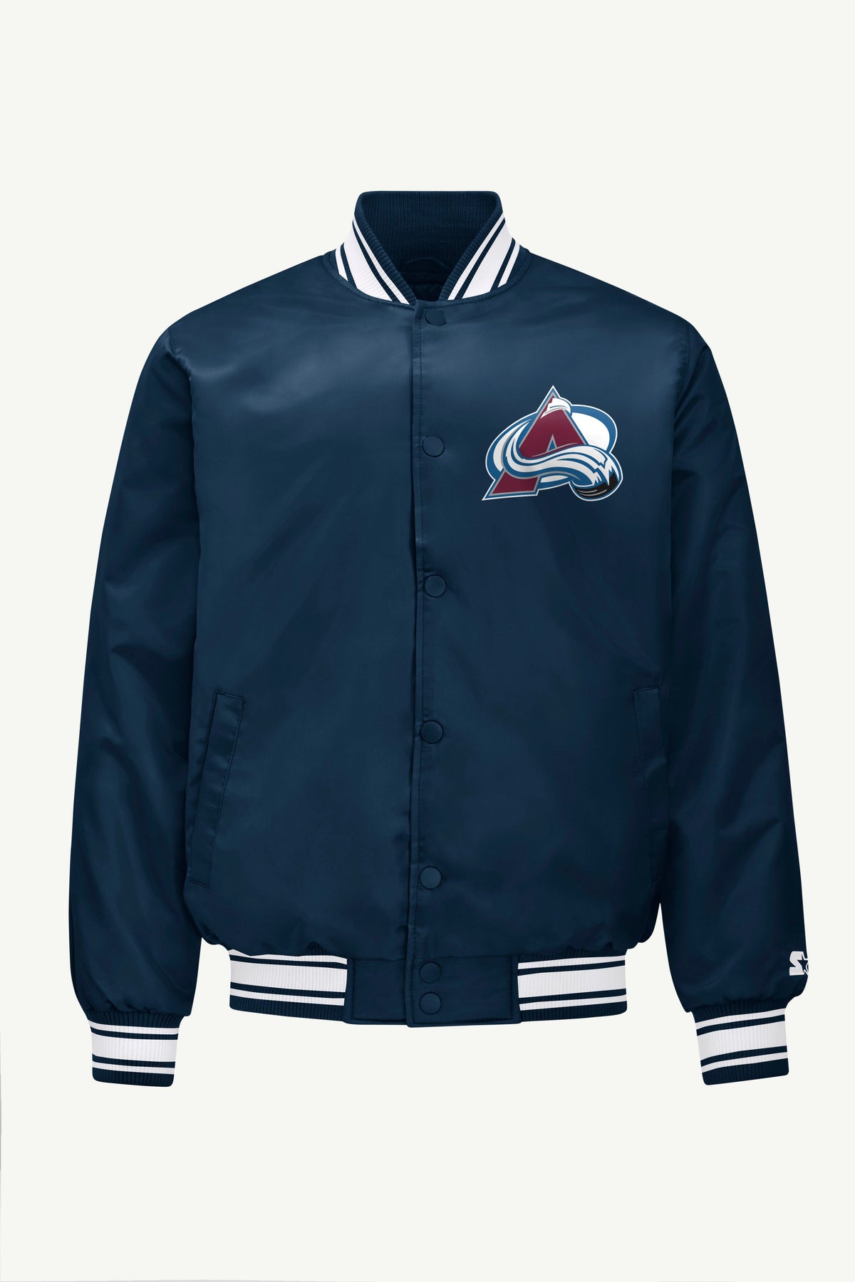 Starter Quality | MENS COLORADO AVALANCHE TRIANGLE SATIN VARSITY JACKET