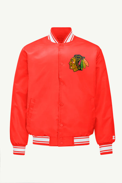 Starter Hot Sale | MENS CHICAGO BLACKHAWKS TRIANGLE SATIN VARSITY JACKET